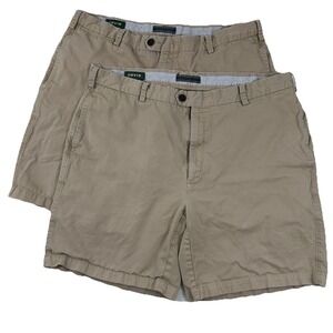 Lot‎ of 2 VTG Orvis Chino Shorts Mens 40x8 Beige Khaki Cotton Preppy Pick Stitch